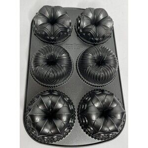 Nordic Ware USA Cast Aluminum Non-Stick 6 Cup/Cavity Mini Bundt Cake Pan *Type 2